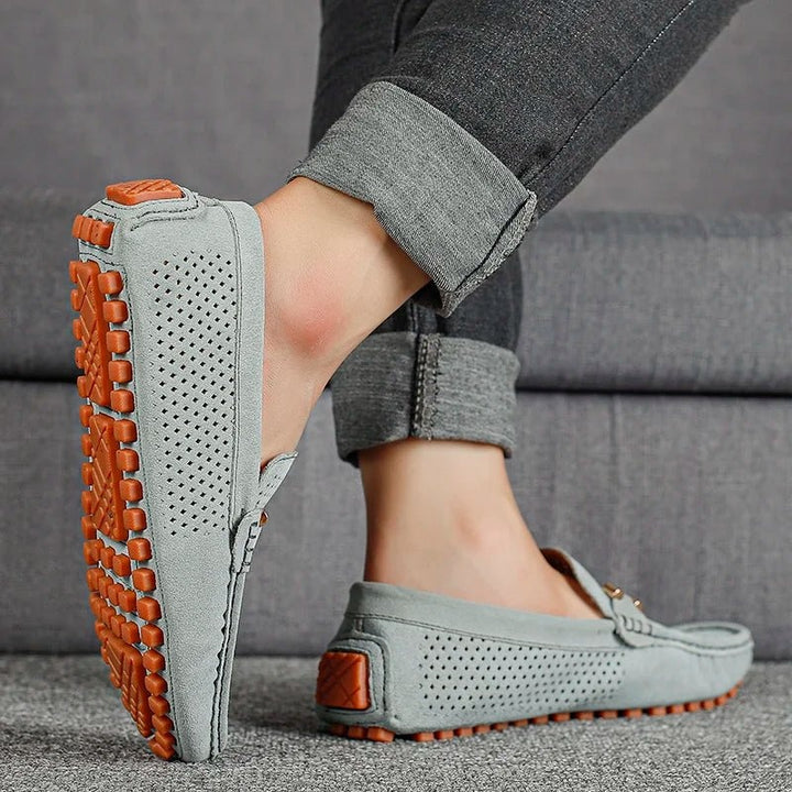 Pieter | Penny Loafers Suède Heren Geperforeerd Instap