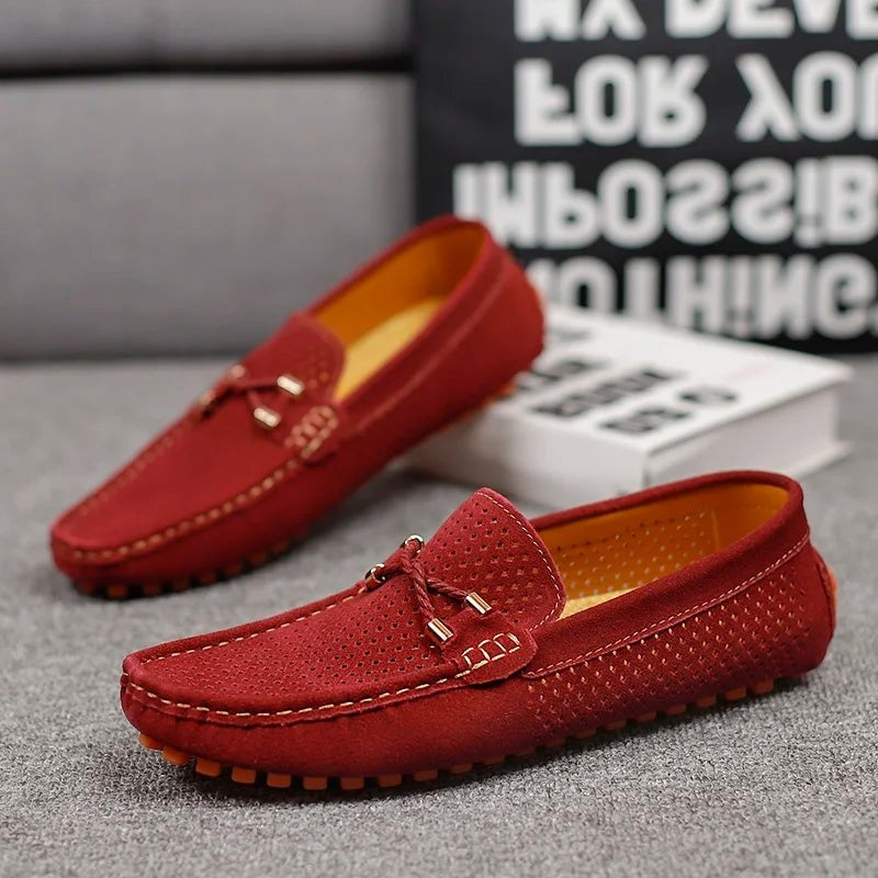 Pieter | Penny Loafers Suède Heren Geperforeerd Instap
