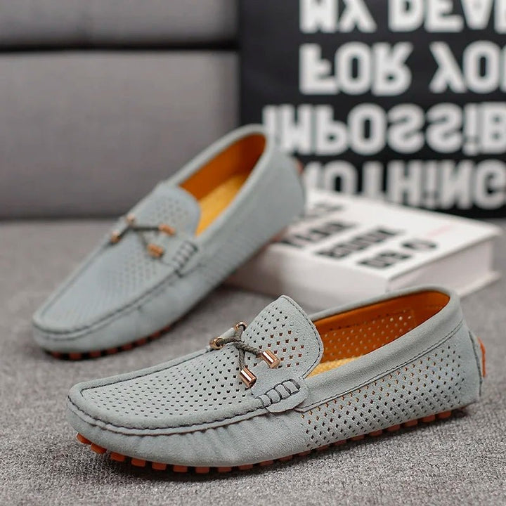 Pieter | Penny Loafers Suède Heren Geperforeerd Instap