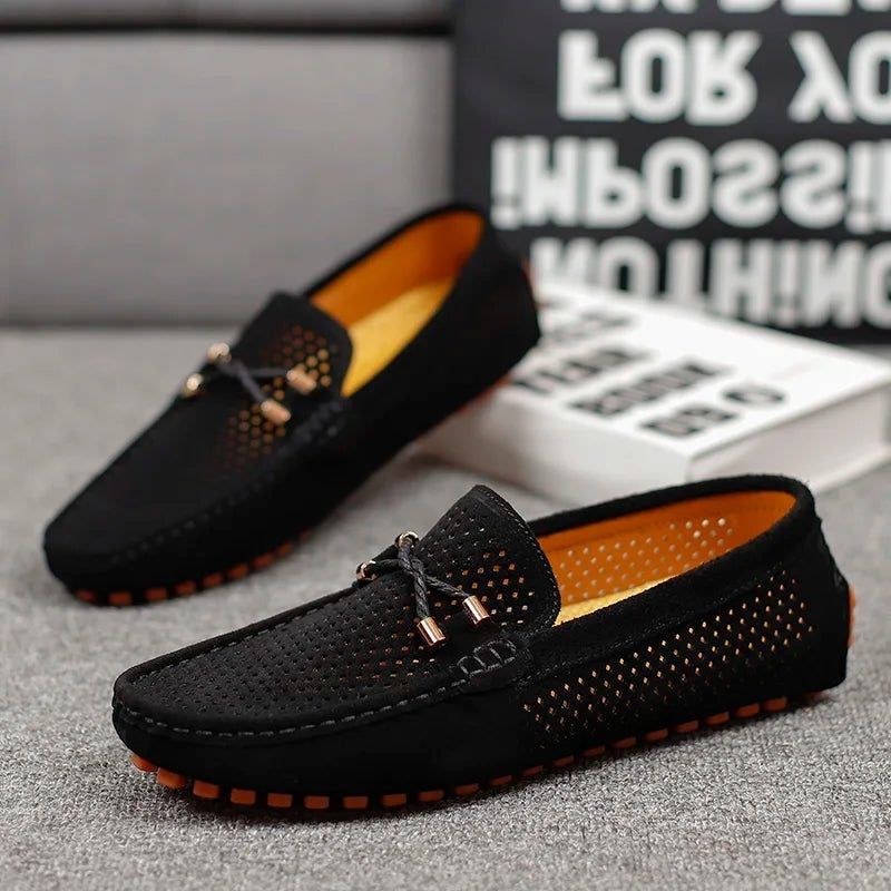 Pieter | Penny Loafers Suède Heren Geperforeerd Instap