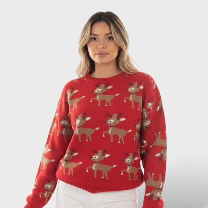 Primrose | Women's Christmas Sweater Reindeer Jacquard Knit