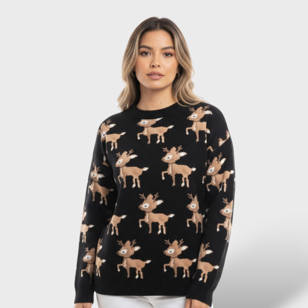 Primrose | Women's Christmas Sweater Reindeer Jacquard Knit