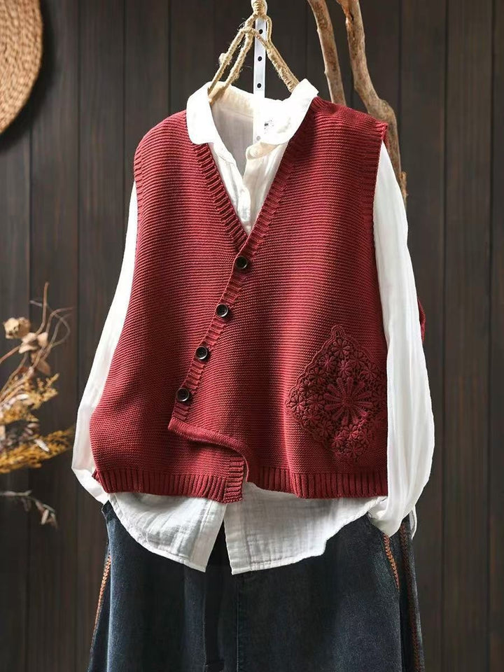 Primrose | Women's Knit Cardigan Vest with Crochet Detail