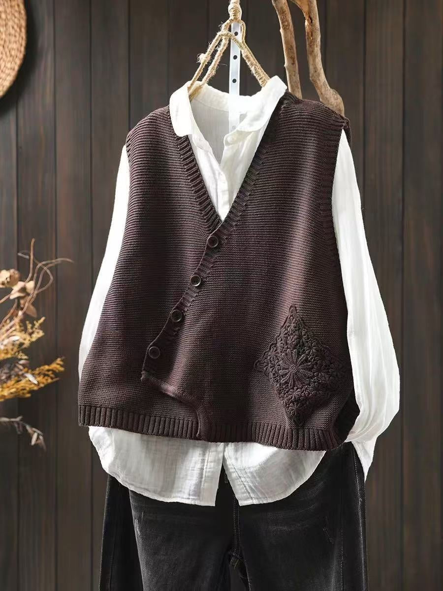 Primrose | Women's Knit Cardigan Vest with Crochet Detail