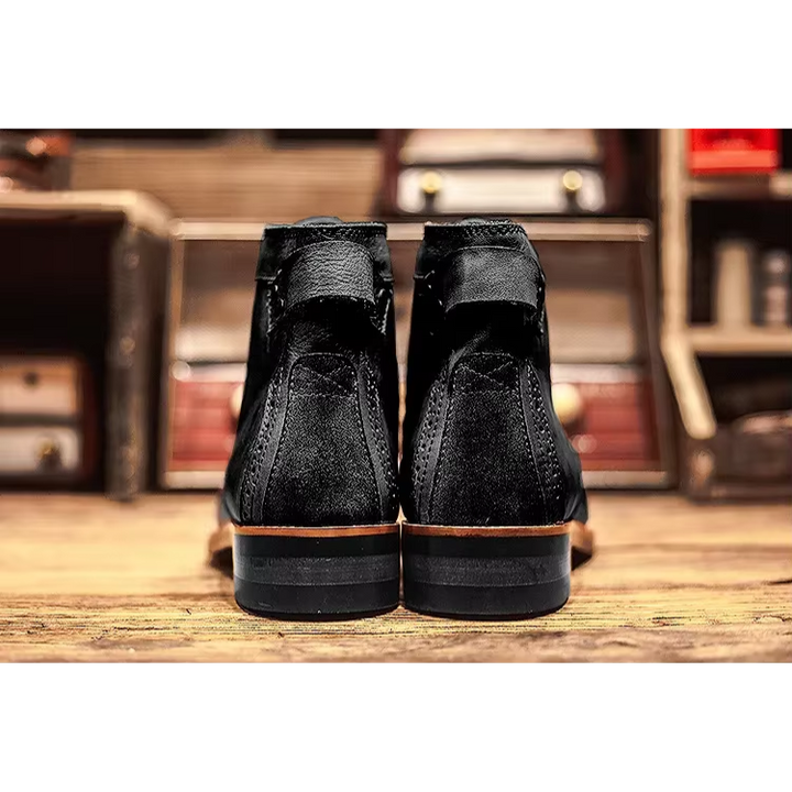 Quentin | Men's Lace-Up Ankle Boots Leather-Look with Buckle