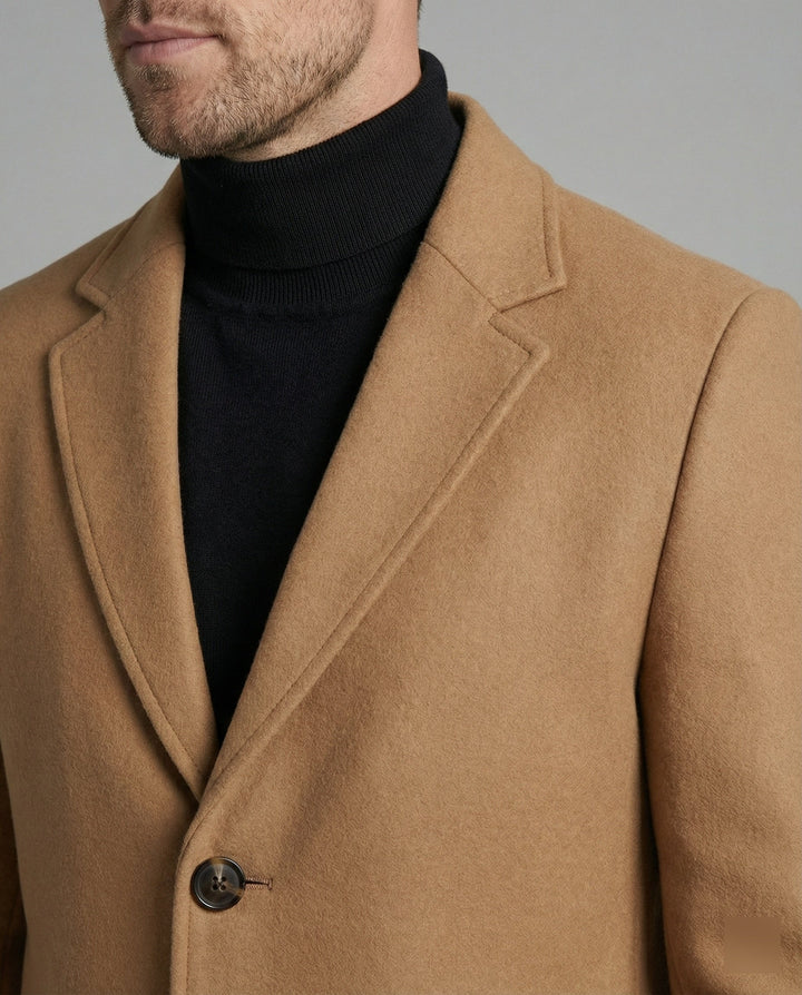 Quentin | Men's Long Winter Coat Single Breasted with Notch Lapel