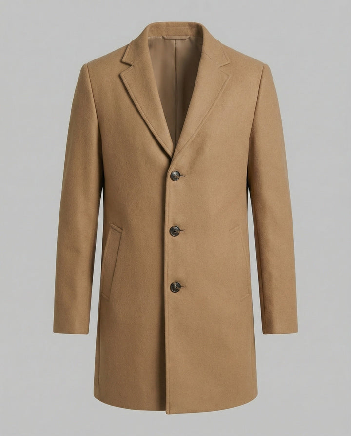 Quentin | Men's Long Winter Coat Single Breasted with Notch Lapel