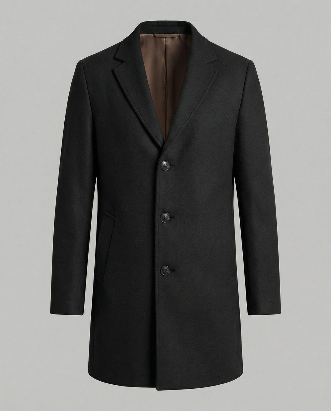 Quentin | Men's Long Winter Coat Single Breasted with Notch Lapel