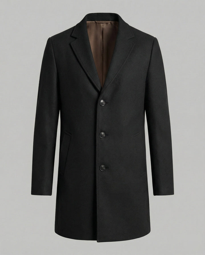 Quentin | Men's Long Winter Coat Single Breasted with Notch Lapel