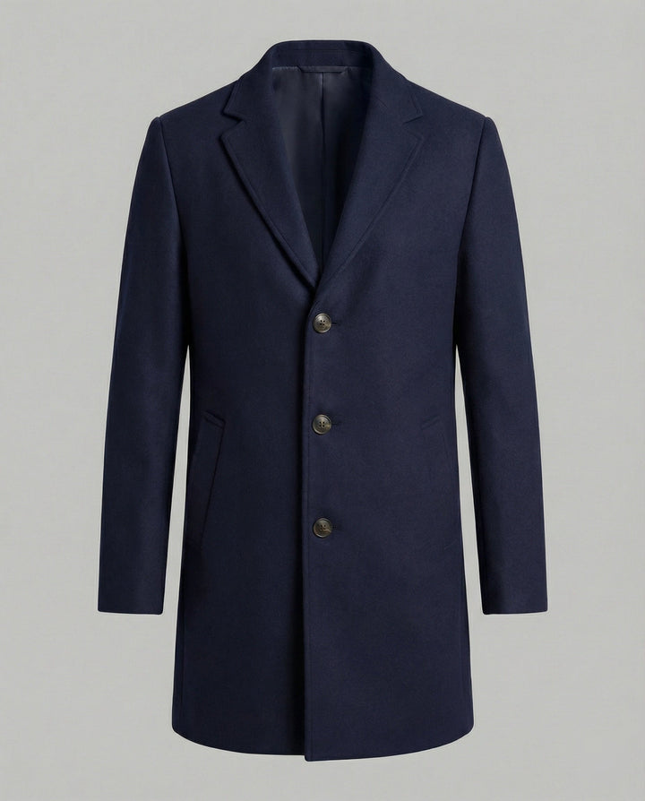 Quentin | Men's Long Winter Coat Single Breasted with Notch Lapel