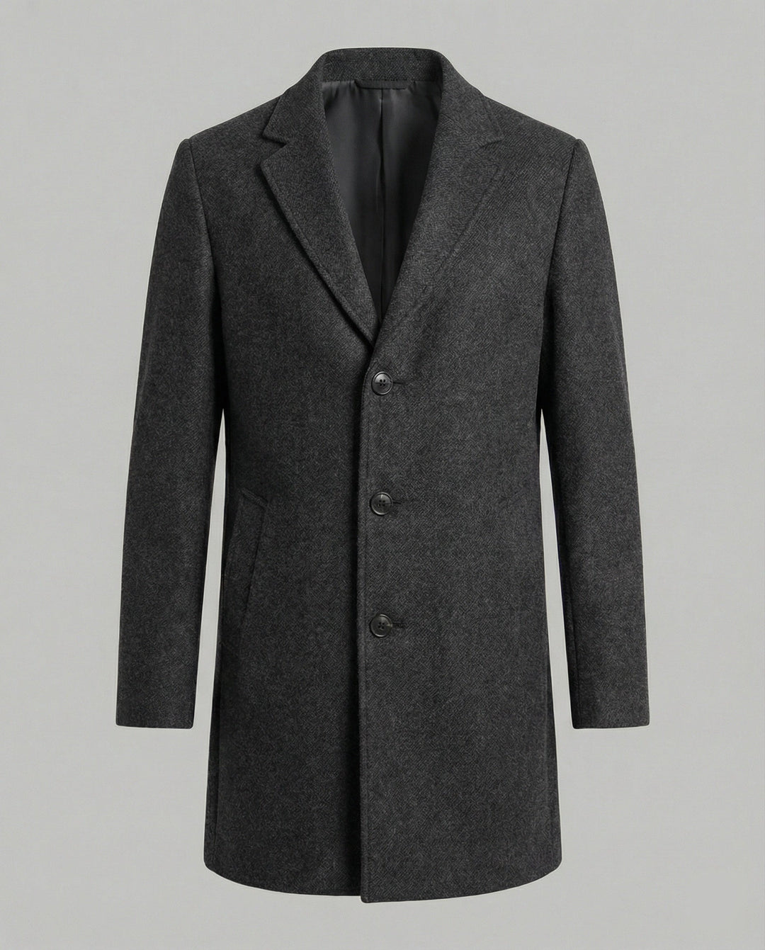 Quentin | Men's Long Winter Coat Single Breasted with Notch Lapel