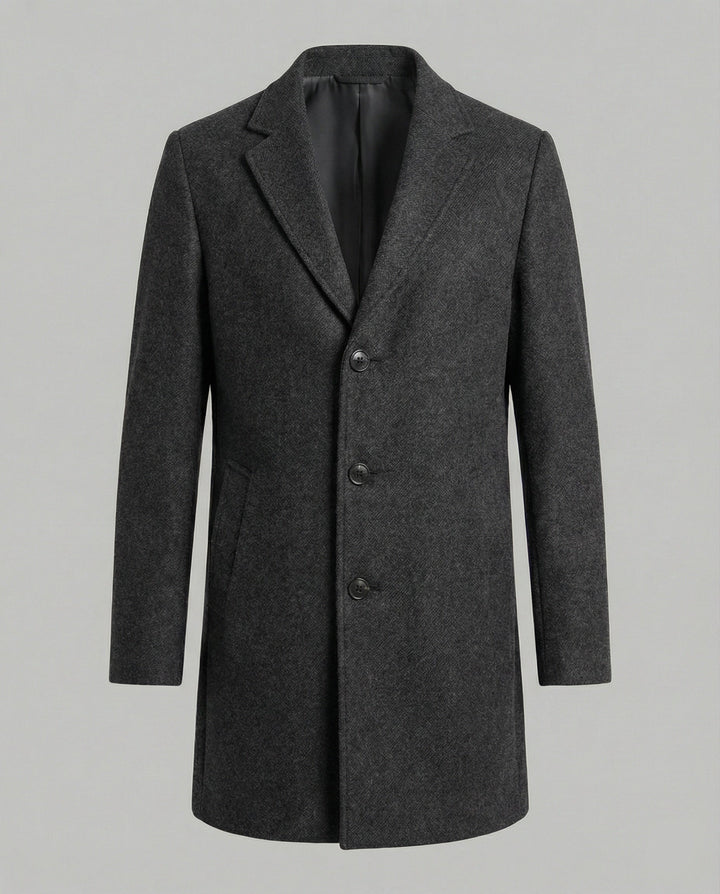 Quentin | Men's Long Winter Coat Single Breasted with Notch Lapel