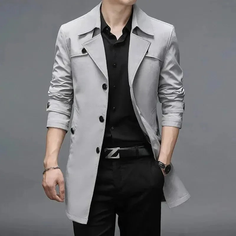 Quentin | Men's Single-Breasted Trench Jacket Mid-Length