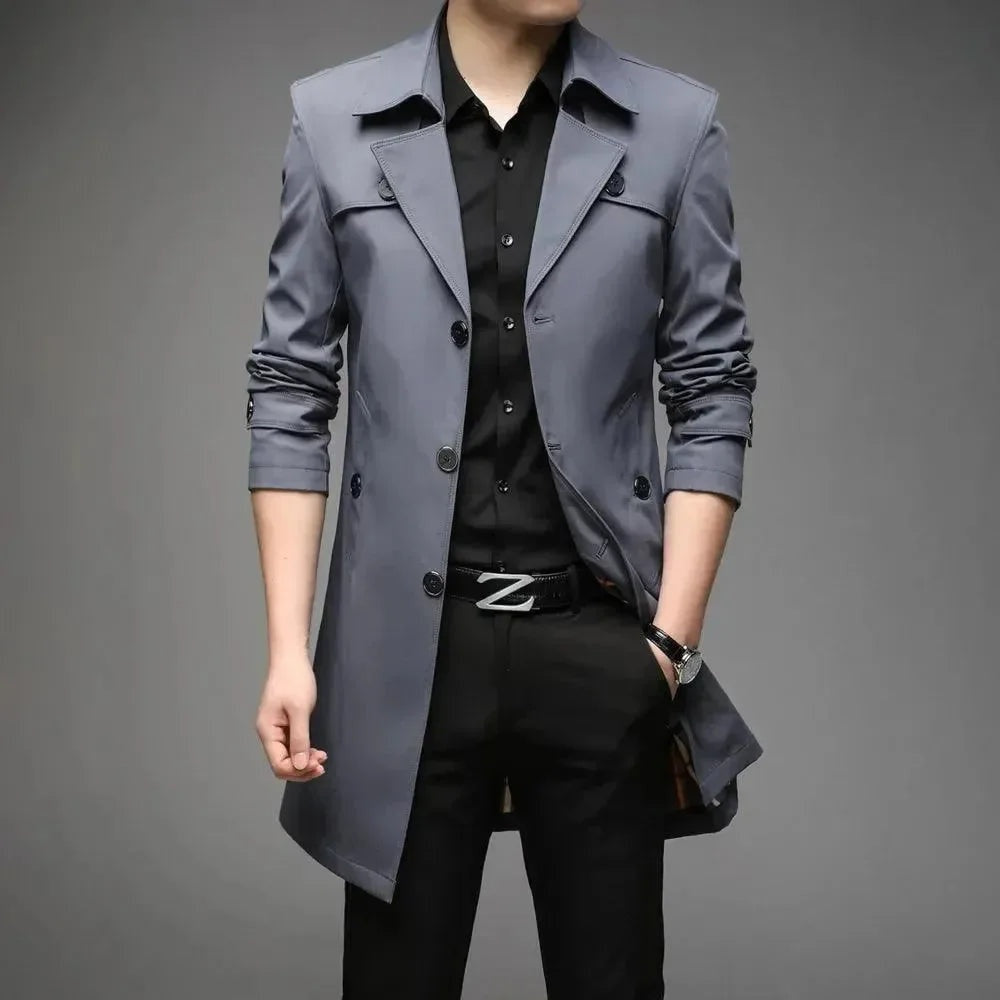 Quentin | Men's Single-Breasted Trench Jacket Mid-Length