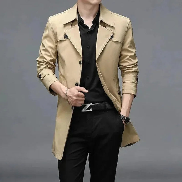 Quentin | Men's Single-Breasted Trench Jacket Mid-Length