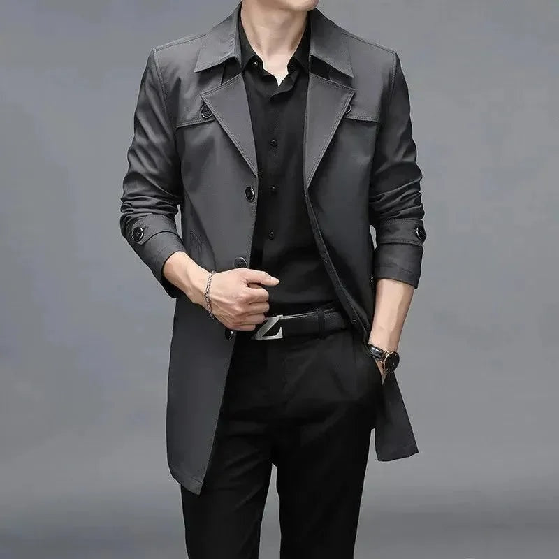 Quentin | Men's Single-Breasted Trench Jacket Mid-Length