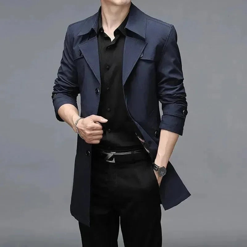 Quentin | Men's Single-Breasted Trench Jacket Mid-Length