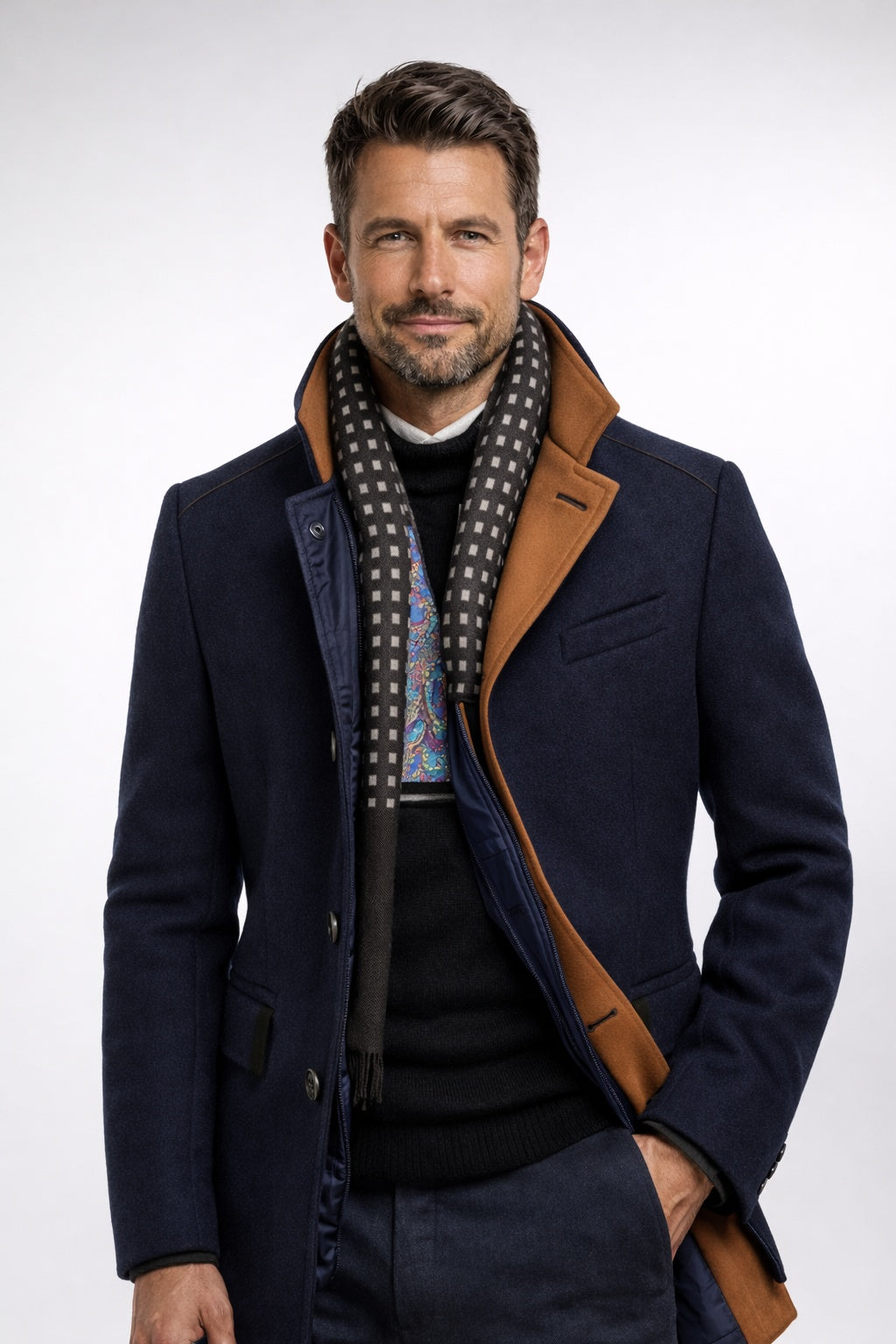 Quentin | Men's Wool Blend Overcoat with Stand Collar