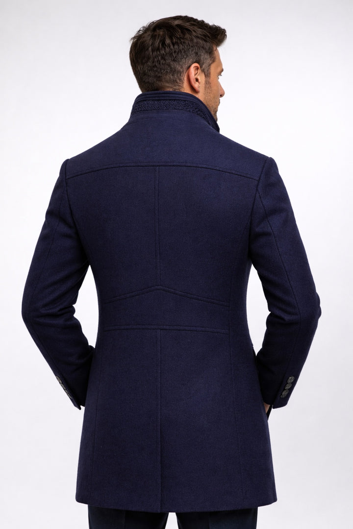 Quentin | Men's Wool Blend Overcoat with Stand Collar