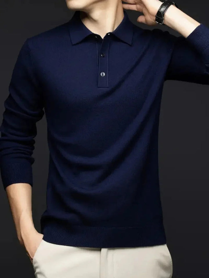 Quentin | Men's Wool Blend Polo Sweater Long Sleeve
