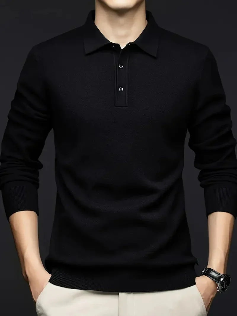 Quentin | Men's Wool Blend Polo Sweater Long Sleeve