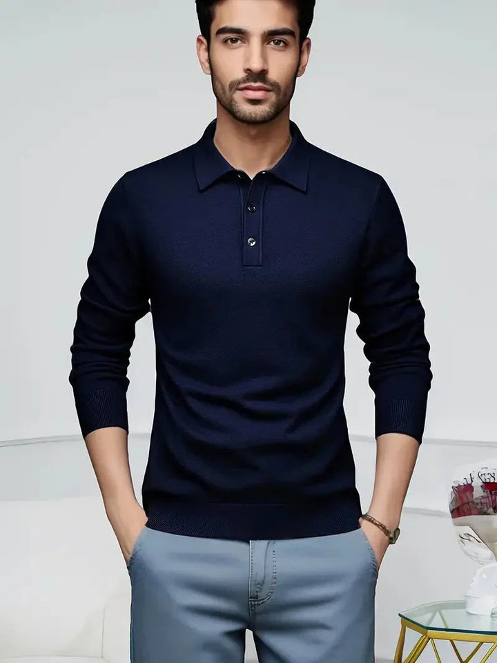 Quentin | Men's Wool Blend Polo Sweater Long Sleeve