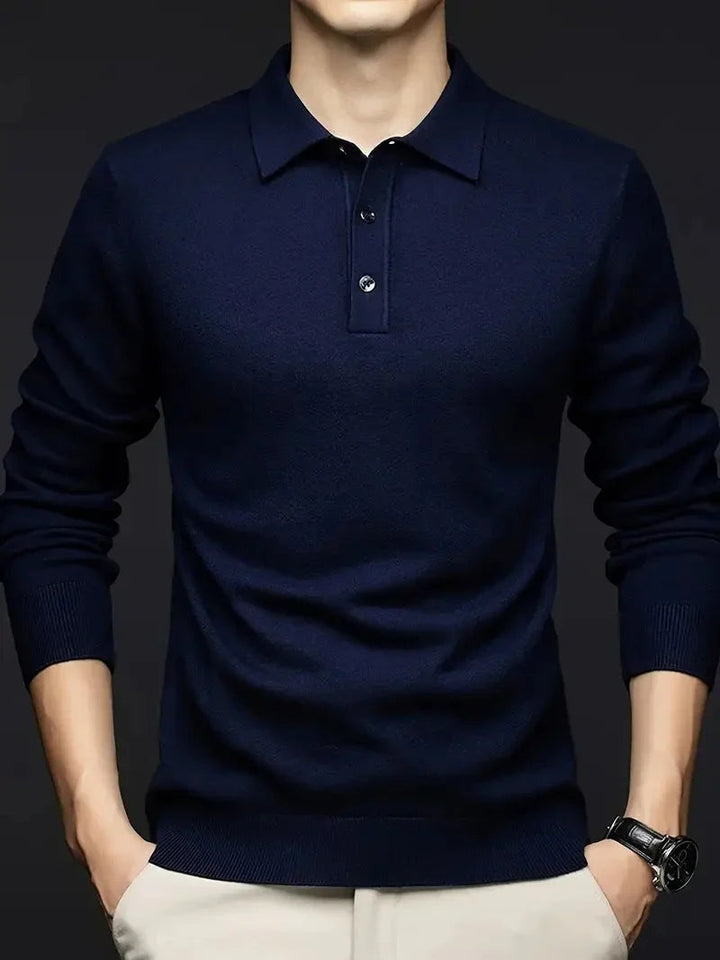 Quentin | Men's Wool Blend Polo Sweater Long Sleeve