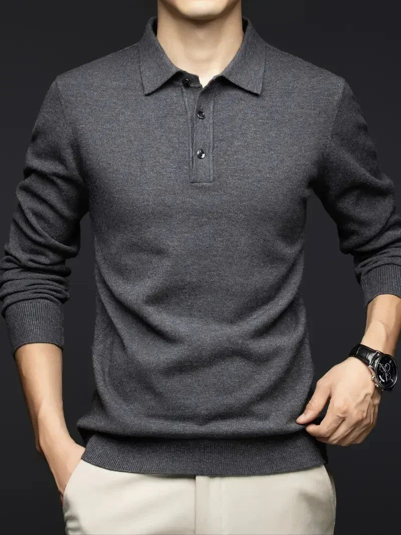 Quentin | Men's Wool Blend Polo Sweater Long Sleeve