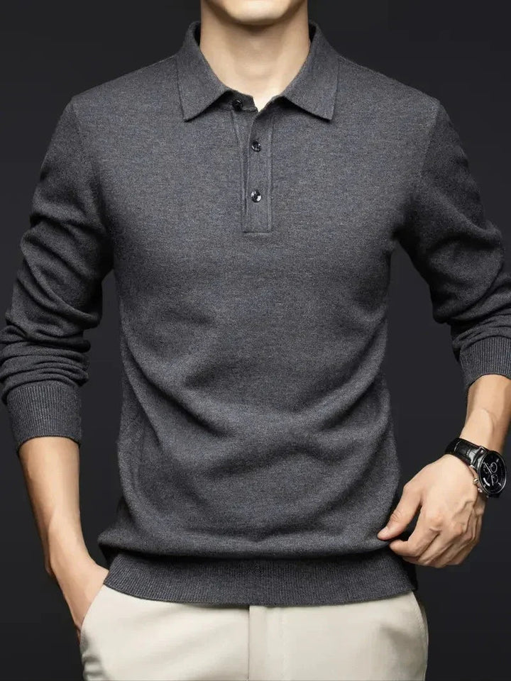 Quentin | Men's Wool Blend Polo Sweater Long Sleeve