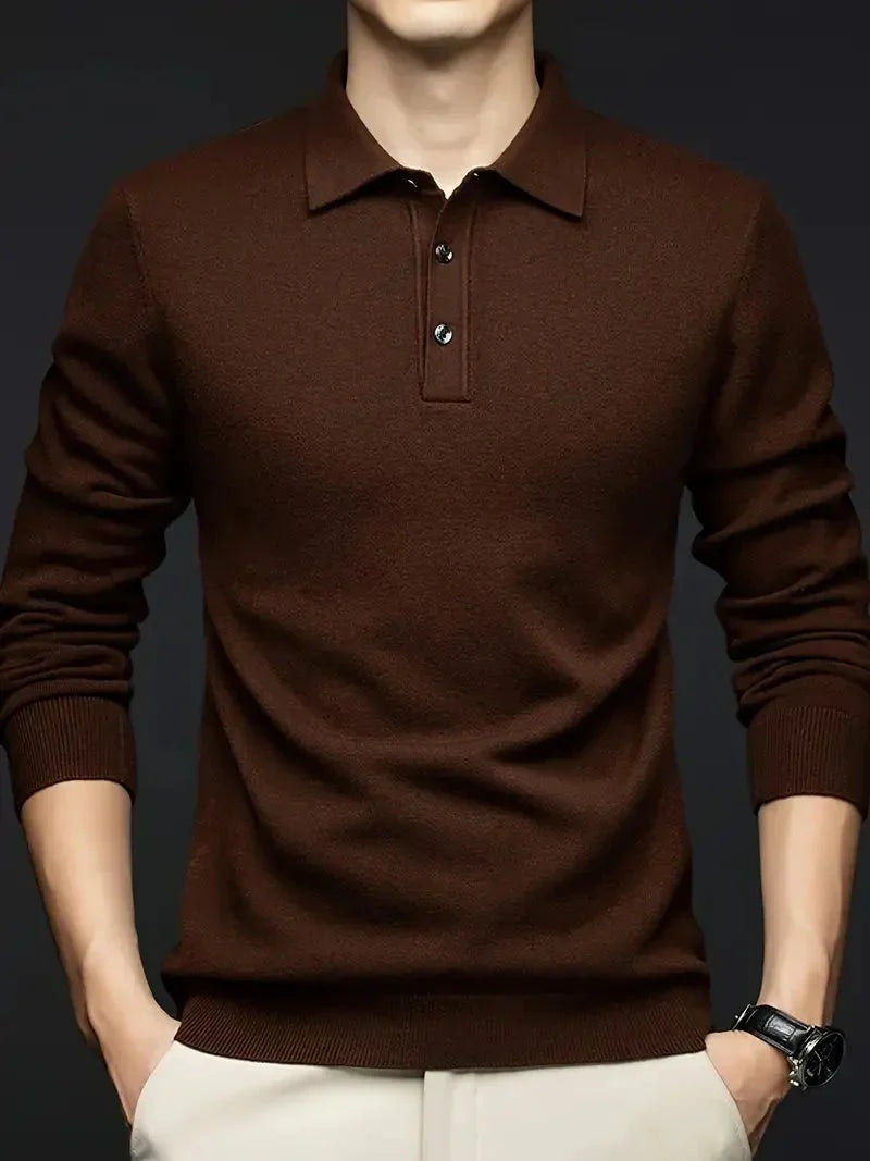 Quentin | Men's Wool Blend Polo Sweater Long Sleeve
