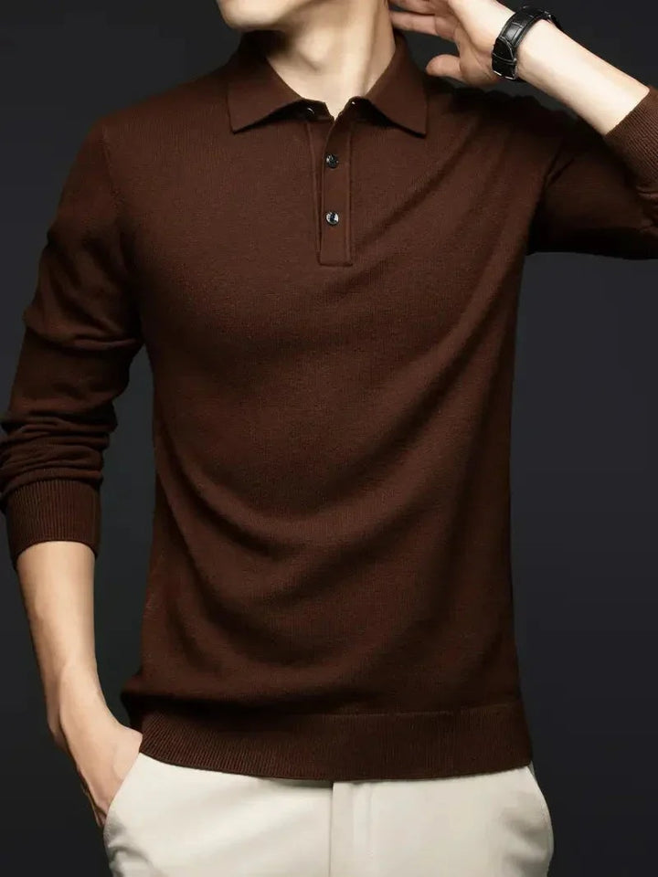 Quentin | Men's Wool Blend Polo Sweater Long Sleeve