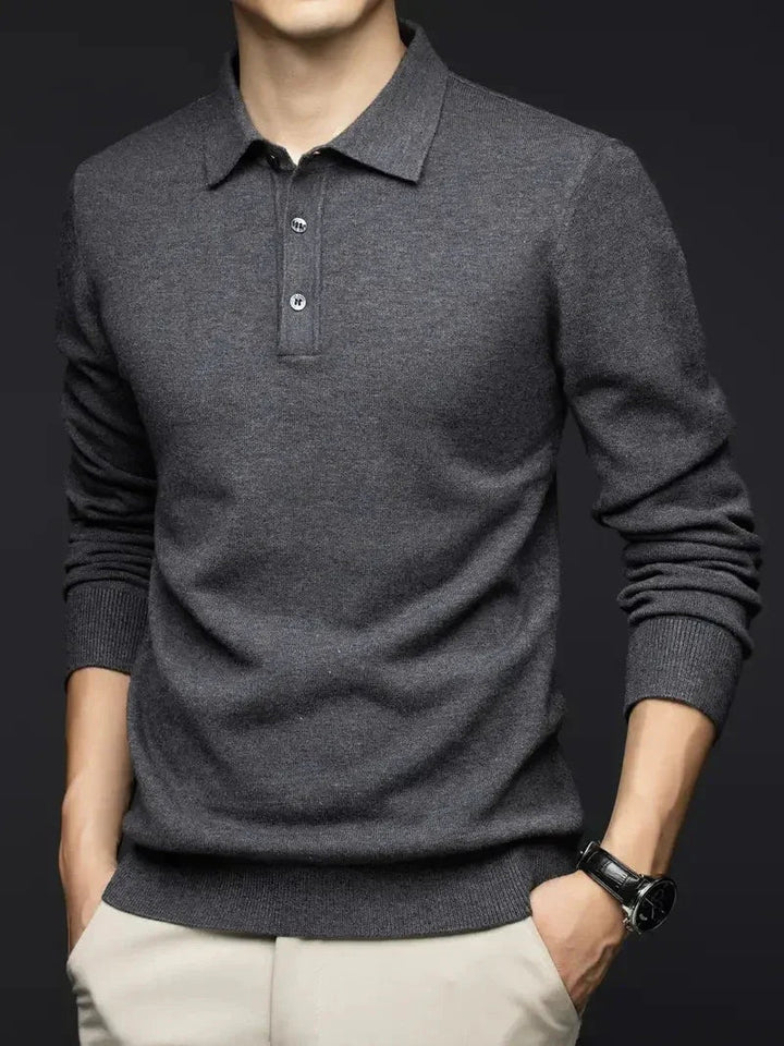 Quentin | Men's Wool Blend Polo Sweater Long Sleeve