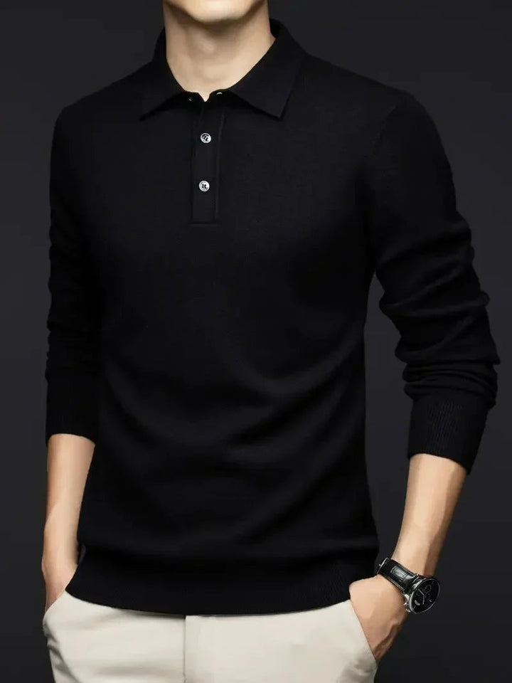 Quentin | Men's Wool Blend Polo Sweater Long Sleeve