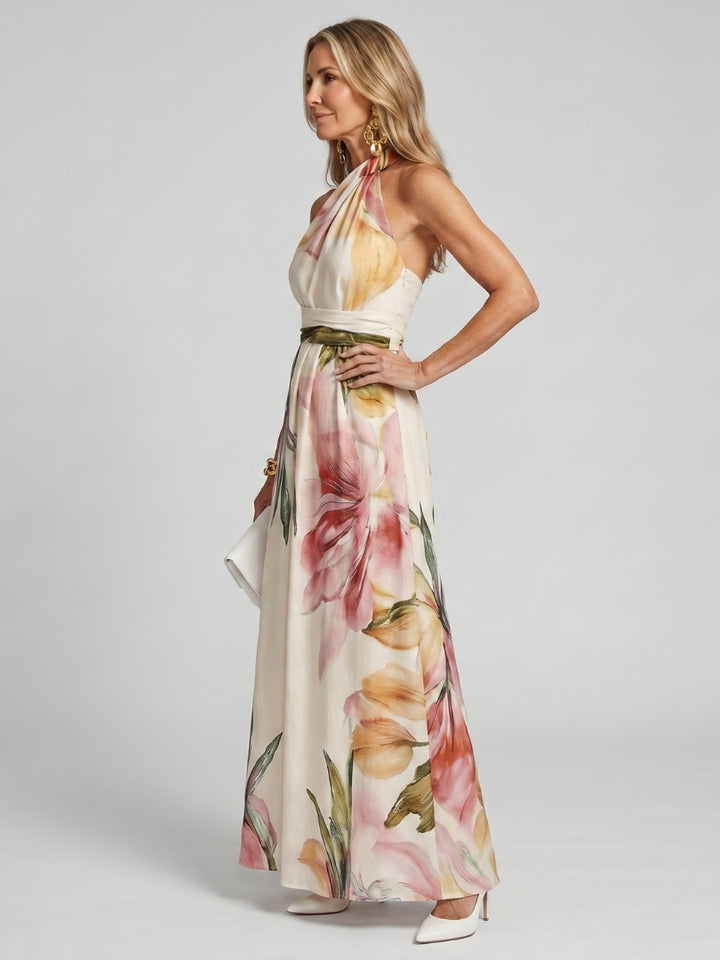 Renske | Avondjurken Dames Maxi Feest Bloemenprint Halter