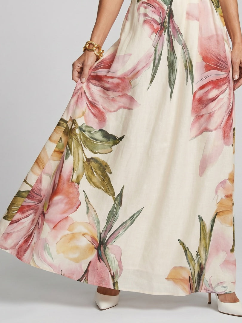 Renske | Avondjurken Dames Maxi Feest Bloemenprint Halter
