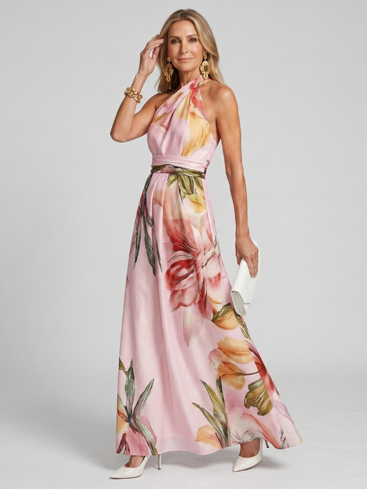 Renske | Avondjurken Dames Maxi Feest Bloemenprint Halter