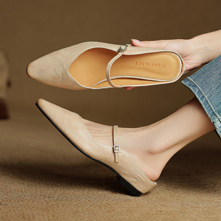 Renske | Leren Pumps Dames Spitse Neus Gesp
