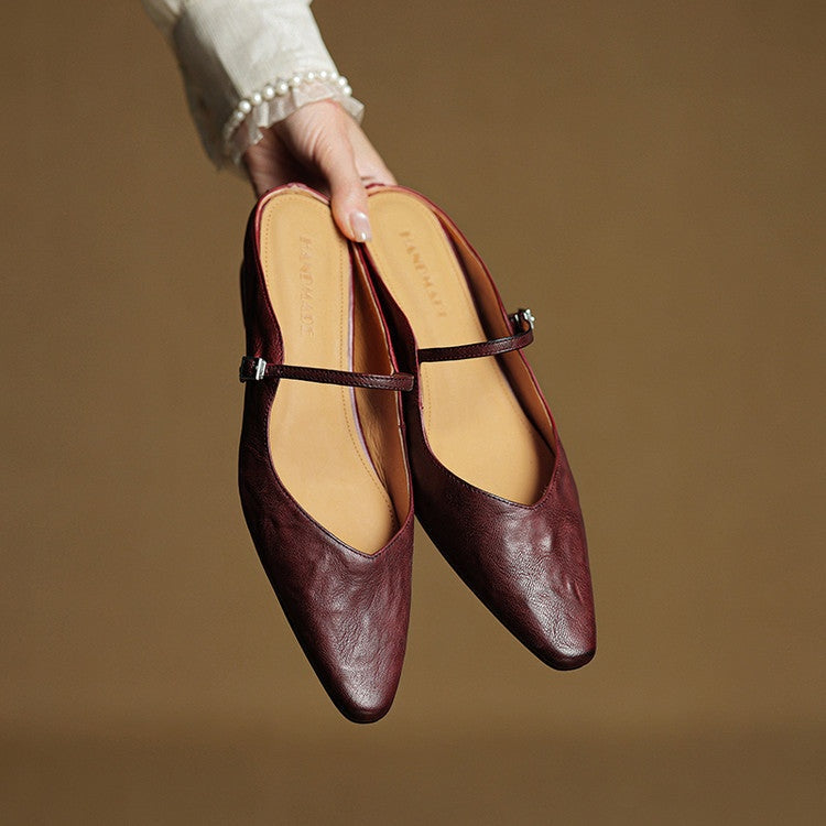 Renske | Leren Pumps Dames Spitse Neus Gesp