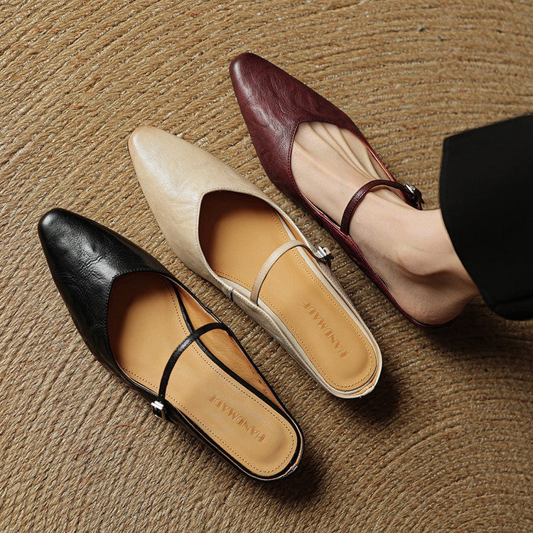 Renske | Leren Pumps Dames Spitse Neus Gesp