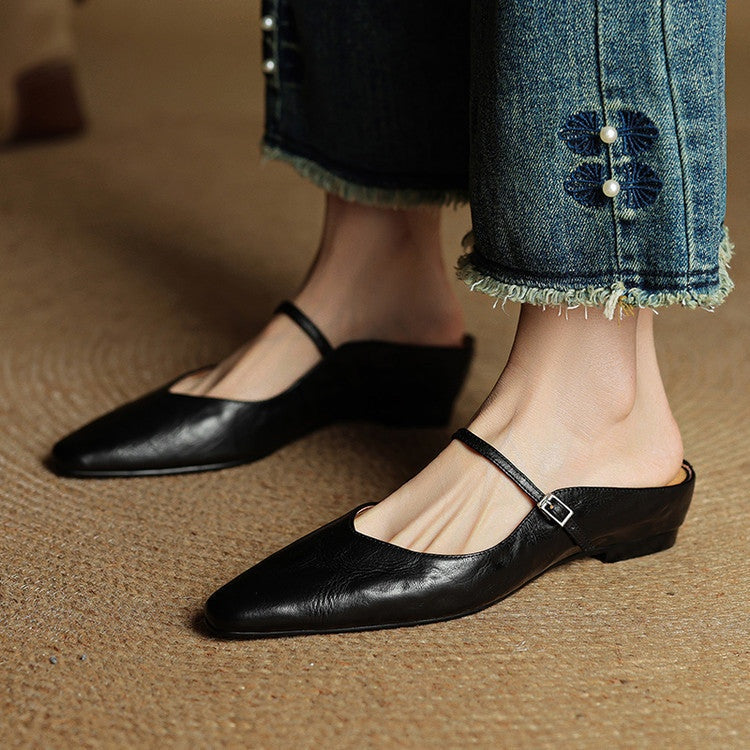 Renske | Leren Pumps Dames Spitse Neus Gesp
