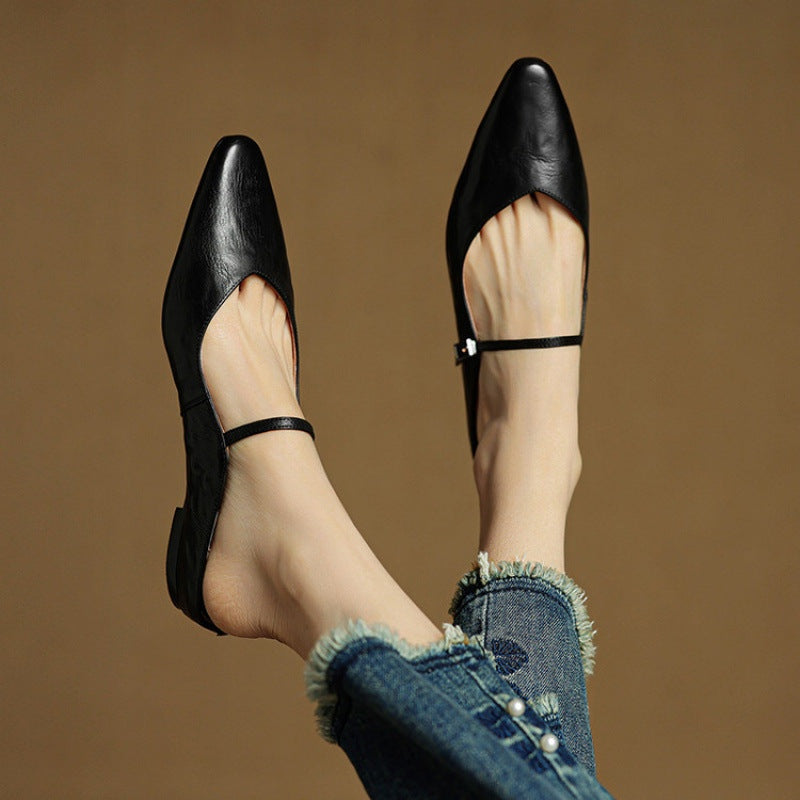 Renske | Leren Pumps Dames Spitse Neus Gesp