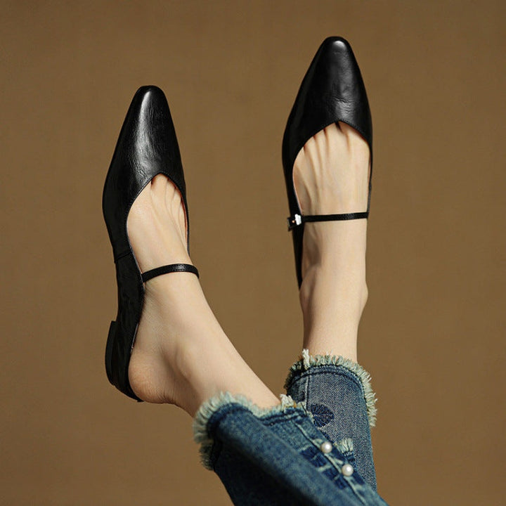 Renske | Leren Pumps Dames Spitse Neus Gesp