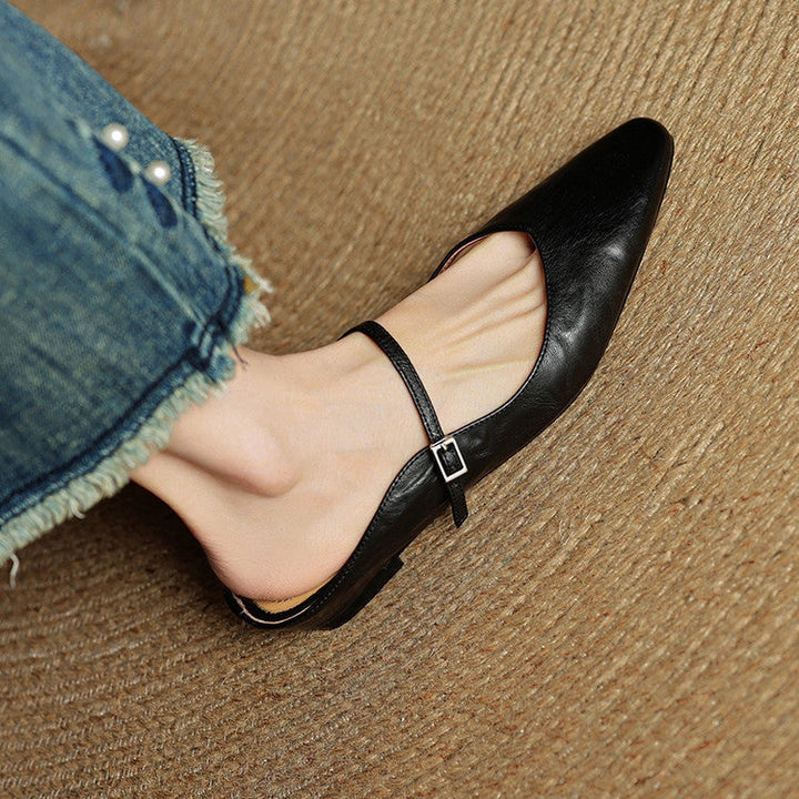 Renske | Leren Pumps Dames Spitse Neus Gesp