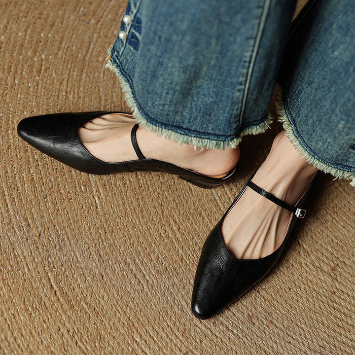 Renske | Leren Pumps Dames Spitse Neus Gesp