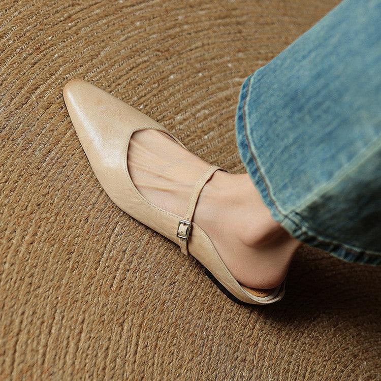 Renske | Leren Pumps Dames Spitse Neus Gesp