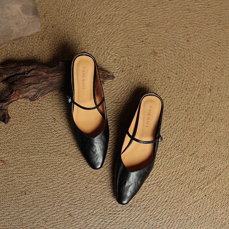 Renske | Leren Pumps Dames Spitse Neus Gesp