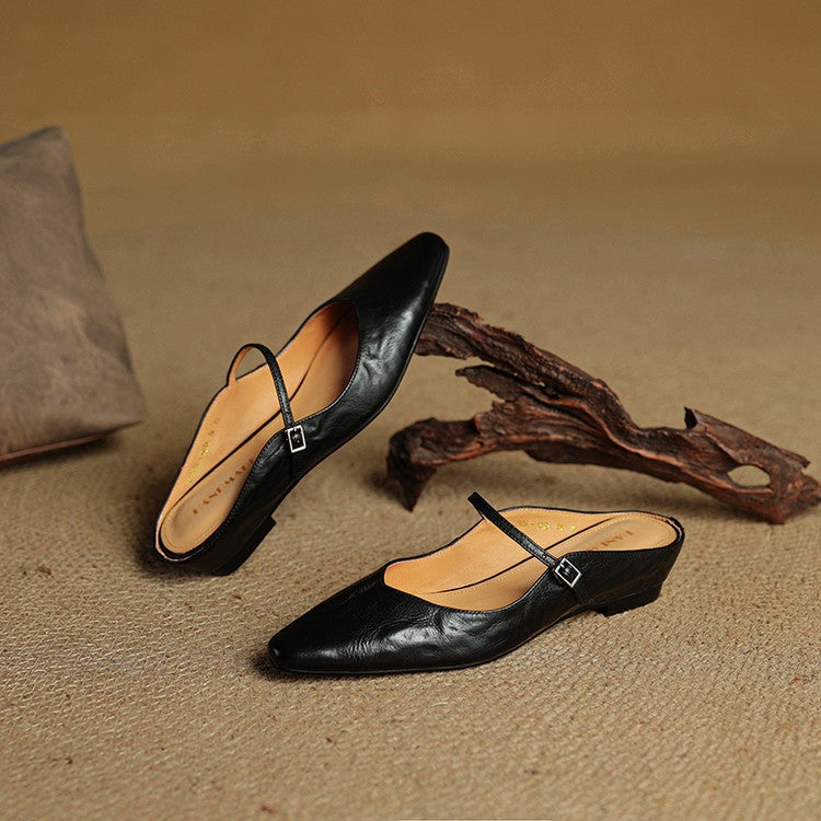 Renske | Leren Pumps Dames Spitse Neus Gesp