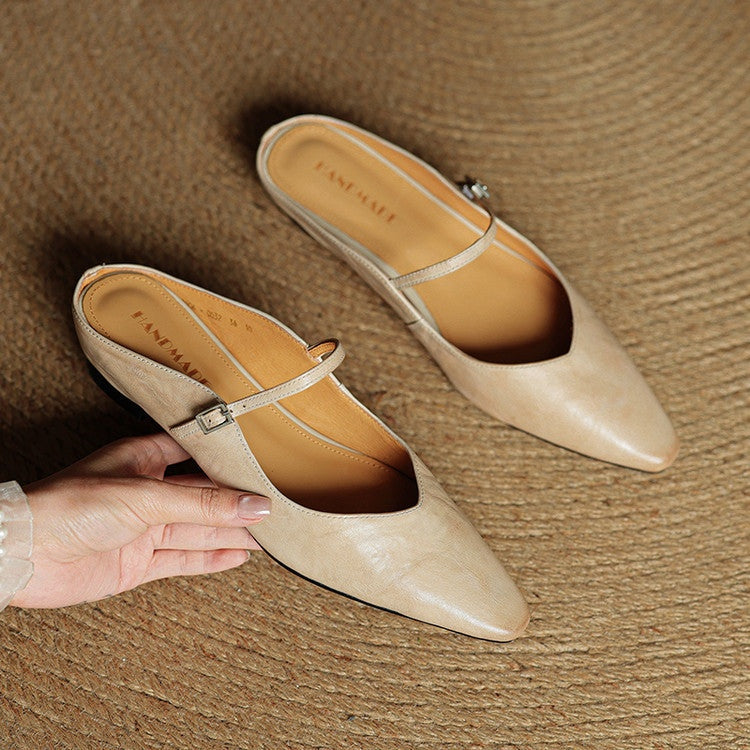 Renske | Leren Pumps Dames Spitse Neus Gesp