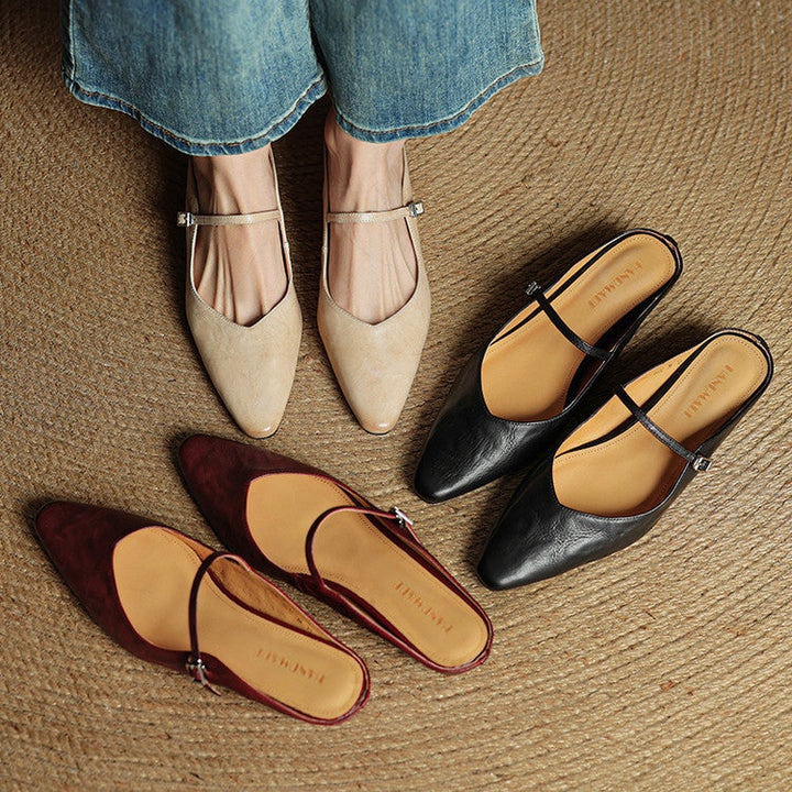 Renske | Leren Pumps Dames Spitse Neus Gesp