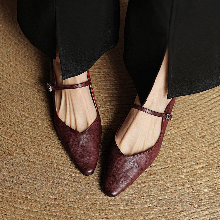 Renske | Leren Pumps Dames Spitse Neus Gesp